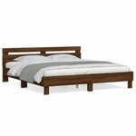 vidaXL Cadre de lit avec tête de lit chêne marron 200x200 cm