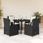 vidaXL Ensemble à manger de jardin coussins 5Pièces Noir Résine tressée