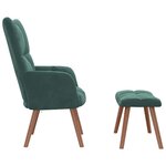 vidaXL Chaise de relaxation avec repose-pied Vert foncé Velours