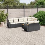 vidaXL Salon de jardin 9 Pièces avec coussins noir résine tressée