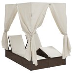 vidaXL Chaiselongue double avec toit et rideaux Réglable Marron