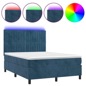 vidaXL Sommier à lattes de lit avec matelas LED Bleu foncé 140x190 cm