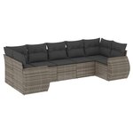 vidaXL Salon de jardin avec coussins 7 Pièces gris résine tressée