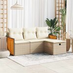 vidaXL Salon de jardin avec coussins 4 Pièces beige résine tressée