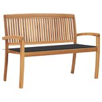 vidaXL Banc de jardin empilable et coussin 128 5cm Bois de teck massif