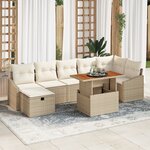 vidaXL Ensemble de Canapé 8 Pièces de Jardin avec Coussins Beige Rattan Poly