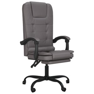 vidaXL Fauteuil de massage inclinable de bureau Gris Similicuir