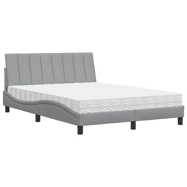 vidaXL Lit avec matelas Hanko gris clair 140x190 cm tissu