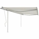 vidaXL Auvent manuel rétractable avec poteaux 4x3 5 m Crème