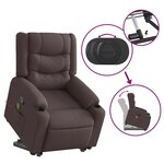 vidaXL Fauteuil inclinable de massage Marron foncé Tissu