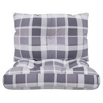 vidaXL Coussins de palette lot de 2 motif à carreaux gris tissu