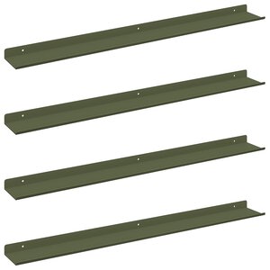 vidaXL Étagère flottante 4 Pièces Vert olive 80 x 9 x 2 5 cm Acier
