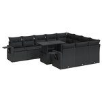 vidaXL Salon de jardin 11 Pièces avec coussins noir résine tressée