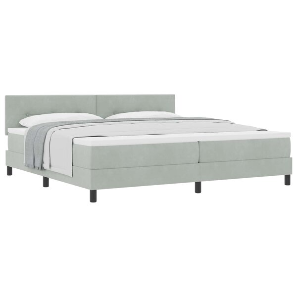 vidaXL Lit à ressorts avec tête de lit Gris clair 200 x 200 cm Velours
