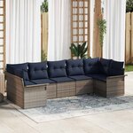 vidaXL Ensemble de canapé de jardin avec coussin 7 Pièces Gris Poly rotin