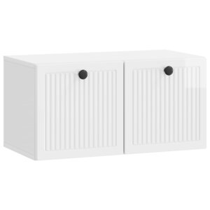 vidaXL Meuble TV mural Montage mural Blanc brillant 59 5 x 31 x 30 cm