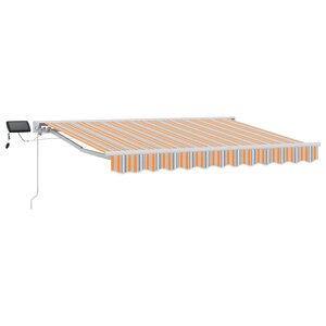 vidaXL Cadre de store manuel avec LEDs Bleu  Orange  Blanc 3 x 2 5 m