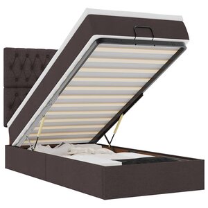 vidaXL Cadre de lit ottoman avec matelas marron foncé 100x200 cm tissu