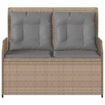 vidaXL Banc de jardin avec coussin Beige Poly rotin