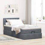 vidaXL Cadre de lit ottoman avec matelas gris foncé 100x200 cm velours