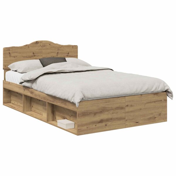vidaXL Cadre de lit Chêne artisan 120 x 200 cm Bois de pin massif
