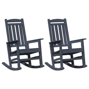 vidaXL Chaise à bascule 2 pc Bleu marine Polyéthylène