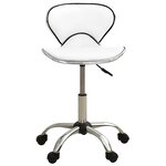 Chaise fauteuil siège de bureau informatique étude similicuir blanc 02_0023986
