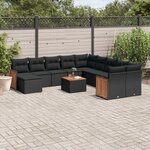 vidaXL Salon de jardin 12 Pièces avec coussins noir résine tressée
