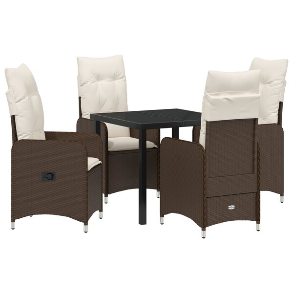 vidaXL Ensemble de salle à manger de jardin 5 pièces avec coussins Marron Poly Rattan
