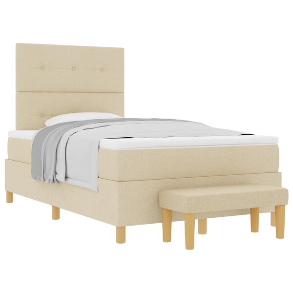 vidaXL Lit à ressorts avec tête de lit Crème 190 x 120 cm tissu