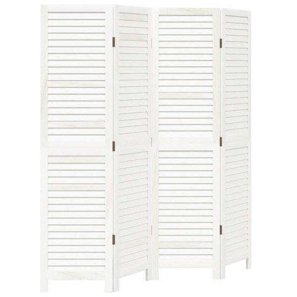vidaXL Cloison de séparation 4 panneaux blanc bois de paulownia massif