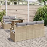 vidaXL Ensemble de canapé de jardin 6 Pièces Beige Poly rotin