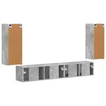 vidaXL Ensemble meuble TV 4 Pièces Gris béton Bois d'ingénierie