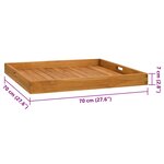vidaXL Plateau de service 70x70 cm Bois de teck massif