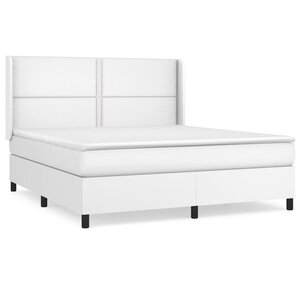 vidaXL Sommier à lattes de lit avec matelas Blanc 180x200cm Similicuir