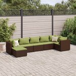 vidaXL Salon de jardin avec coussins 7 Pièces marron résine tressée