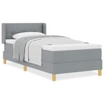 vidaXL Lit box spring avec matelas gris clair  90 x 200 cm  tissu