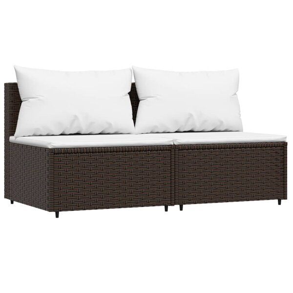 vidaXL Canapés centraux de jardin coussins 2Pièces marron résine tressée