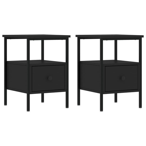 vidaXL Tables de chevet 2 Pièces noir 34x36x50 cm bois d’ingénierie