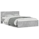 vidaXL Cadre de lit avec tête de lit et LED gris béton 120x190 cm
