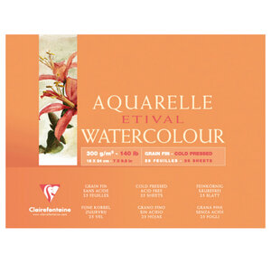 Bloc Etival grain fin 18x24 25F 300g encollé 4 côtés CLAIREFONTAINE