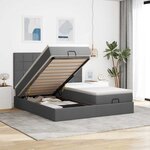 VidaXL Cadre de lit ottoman avec matelas gris foncé 160x200cm tissu
