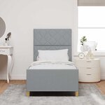 vidaXL Cadre de lit avec tête de lit Gris clair 100 x 200 cm tissu