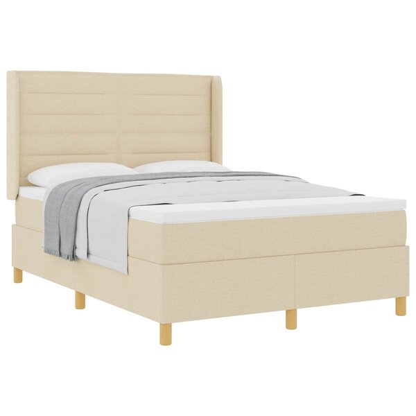 vidaXL Lit à ressorts avec matelas Crème 140 x 190 cm tissu