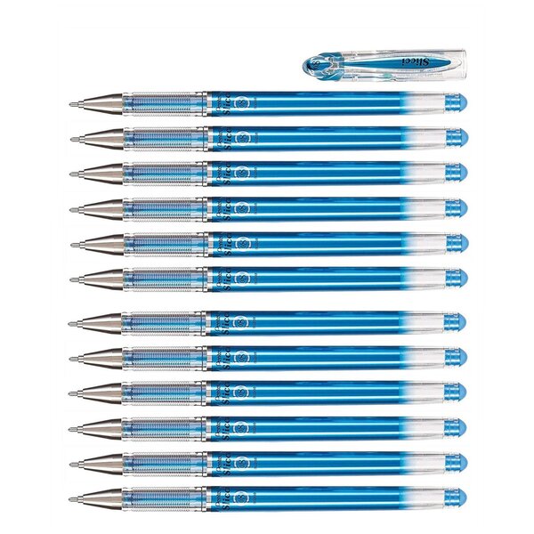 Roller Encre Gel Slicci BG208 Pointe 0 8mm Bleu métallisé x 12 PENTEL
