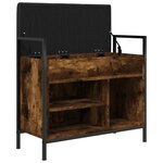 vidaXL Banc à chaussures chêne fumé 65 5x32x57 5 cm bois d'ingénierie