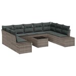 vidaXL Ensemble de canapé de jardin 10 Pièces Gris Poly rotin