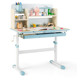 Bureau pour enfants réglable en hauteur 80 x 51 x 88-110 5 cm ergonomique avec rangement style contemporain en MDF bleu 20_0015173