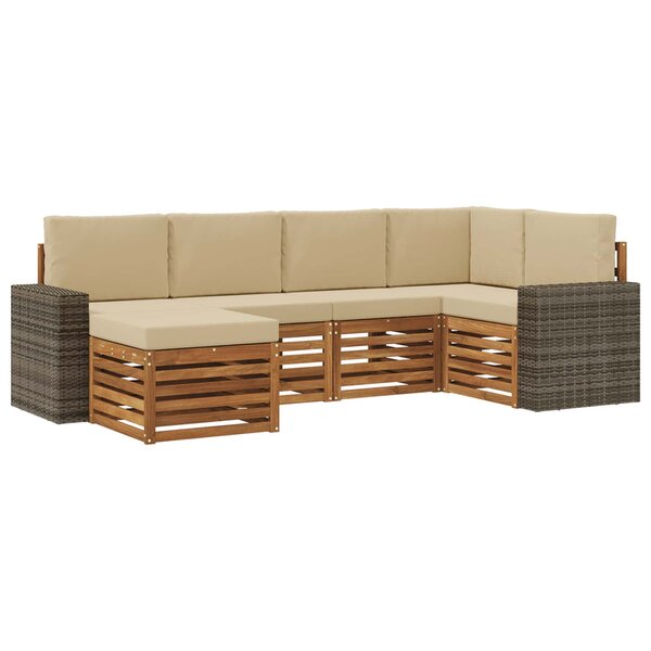 vidaXL Ensemble de canapés d'extérieur 6 pc Naturel et Beige Polyester