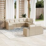 vidaXL Salon de jardin avec coussins 9 Pièces beige résine tressée
